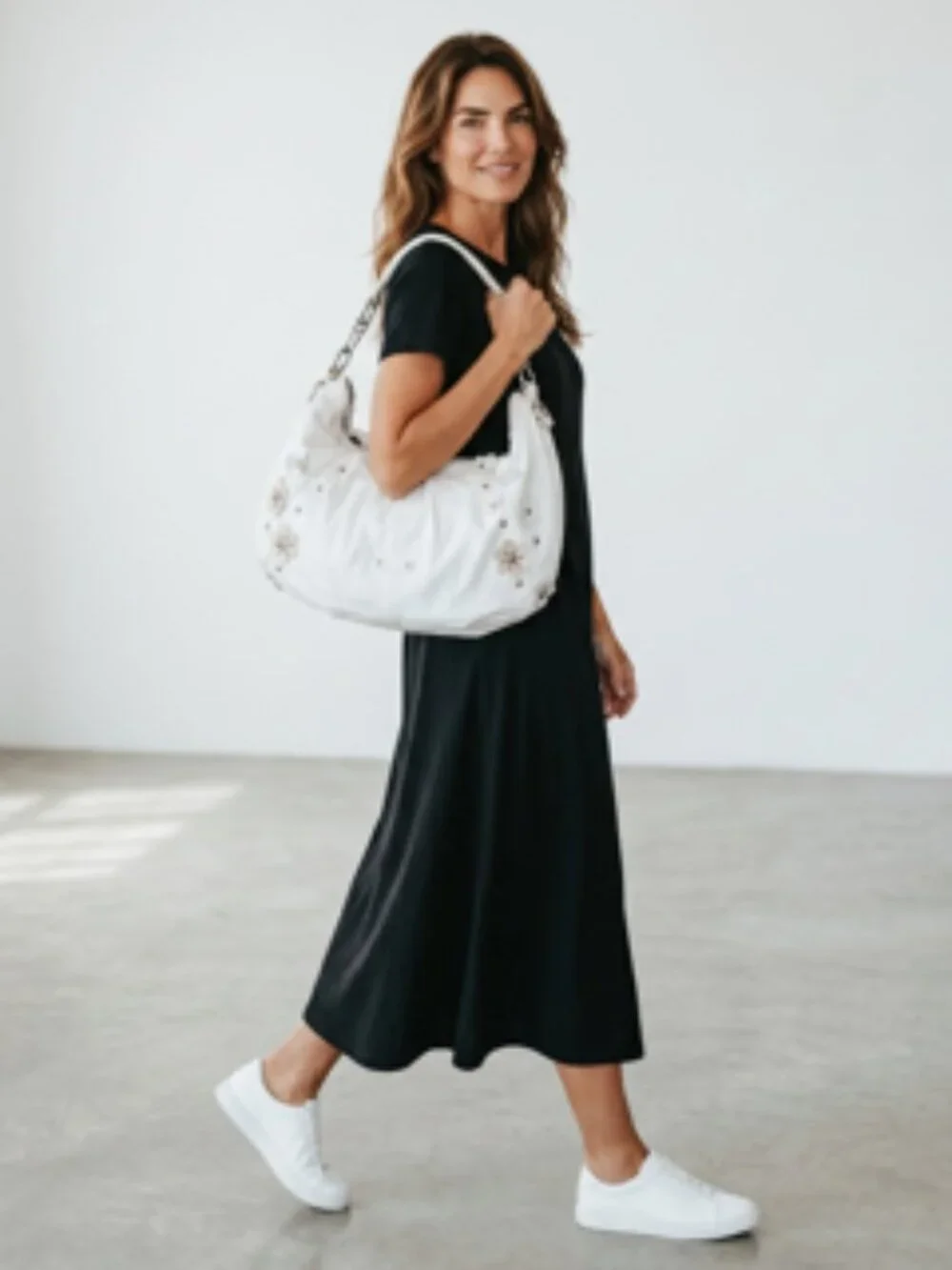 NEW Elle Slouchy Hobo Bag White Leather Shoulder Purse NWT